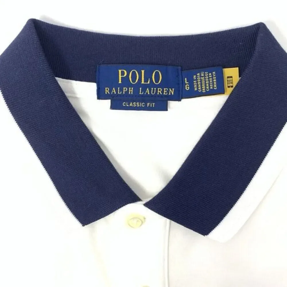 Polo Ralph Lauren Classic‎ Fit Red, White & Blue Cotton Men's Polo Shirt Size L